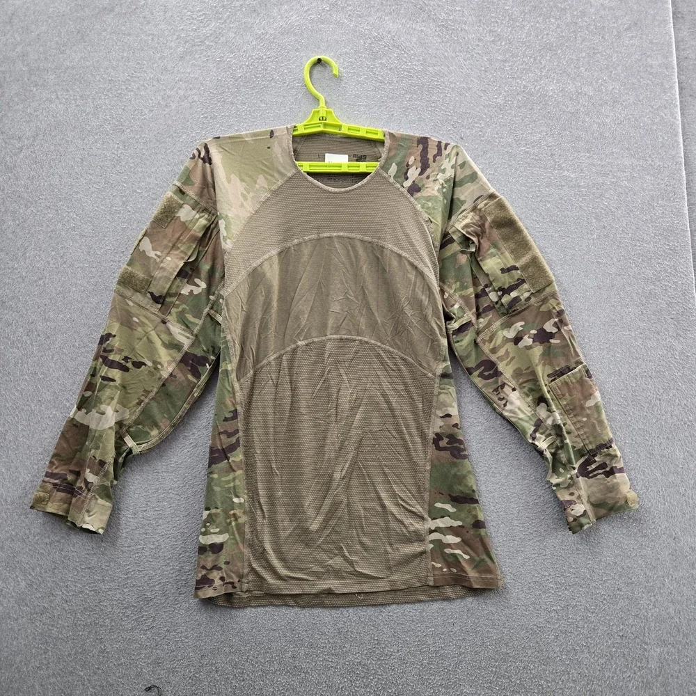 Massif Men Shirt L Green Cotton Nylon Combat Shirt Camouflage Military FR